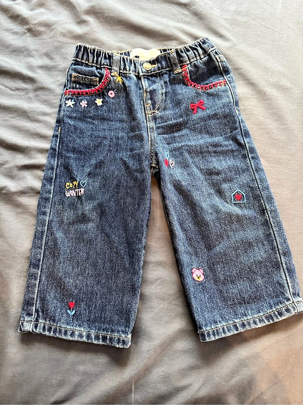 Zara Embroidered Denim Jeans in Blue Baby 18-24M